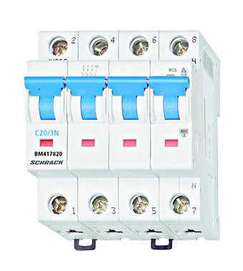 Beveiligingsautomaat BMS4 kar. C 20A 3P+N 4,5kA