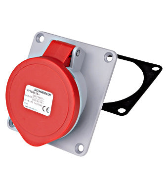 CEE-Stopcontact inbouw 5P 16A 400V 6h IP44 15° rood/ grijs