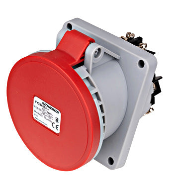 CEE-Stopcontact inbouw 5P 63A 400V 6h IP44 15° rood/ grijs