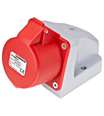 CEE-Stopcontact opbouw 5P 16A 400V 6h IP44 rood/ grijs