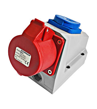 CEE-Stopcontact opbouw gecombineerd penaarding 16A IP44