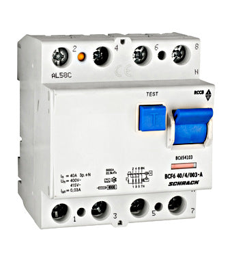 Differentieelschakelaar BCF6 40A 4P 30mA type A 6kA