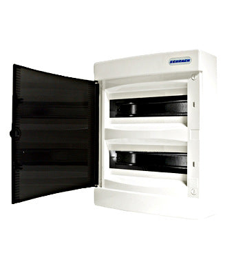 Opbouwkast 2x 12MOD transparante deur IP40