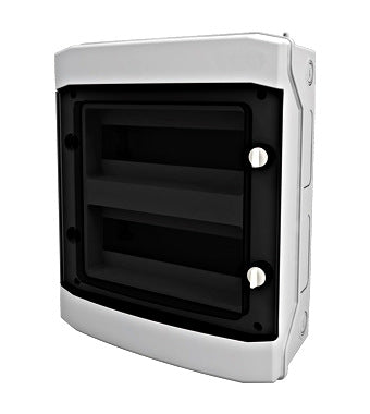 Opbouwkast 2x 12MOD transparante deur IP65