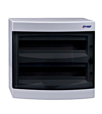 Opbouwkast 2x 18MOD transparante deur IP40