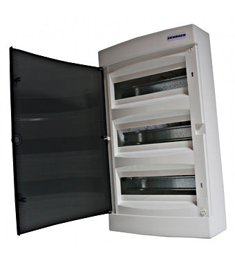 Opbouwkast 3x 12MOD transparante deur IP40