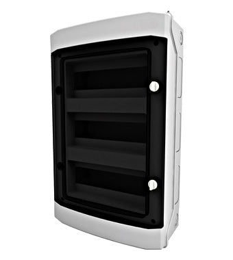 Opbouwkast 3x 12MOD transparante deur IP65