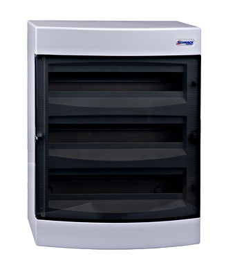 Opbouwkast 3x 18MOD transparante deur IP40