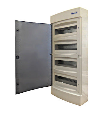 Opbouwkast 4x 12MOD transparante deur IP40
