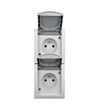 Stopcontact penaarding kinderveiligheid 2x verticaal IP54