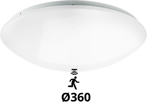 Wandarmatuur Polo G2 IP44 18W 3000K-4000K-6000K 3-CCT 1550-1700lm Ø360 (1x26W) +Bewegingssensor