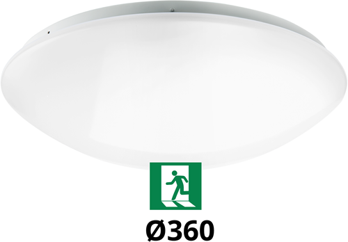 Wandarmatuur Polo G2 IP44 18W 3000K-4000K-6000K 3-CCT 1550-1700lm Ø360 (1x26W) +Noodmodule 3uur