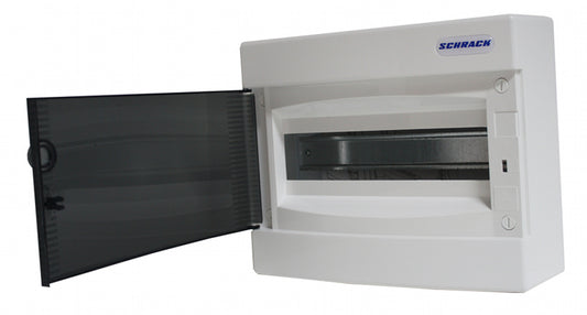 Opbouwkast 1x 12MOD transparante deur IP40
